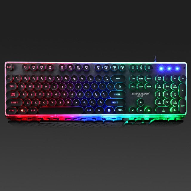 Wired Gaming Keyboard Retro Round Glowing Keycap