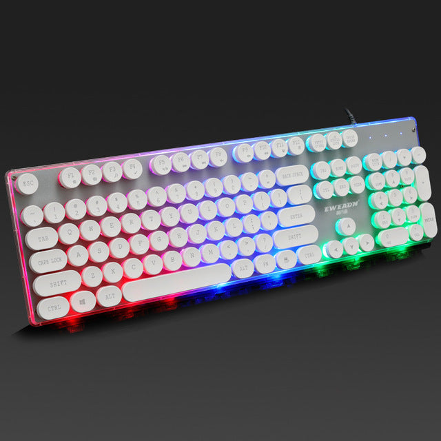 Wired Gaming Keyboard Retro Round Glowing Keycap